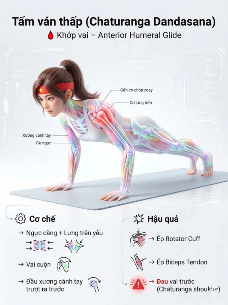 Khớp vai và Hội chứng "Trượt đầu xương cánh tay" (Anterior Humeral Glide) trong tư thế chaturanga