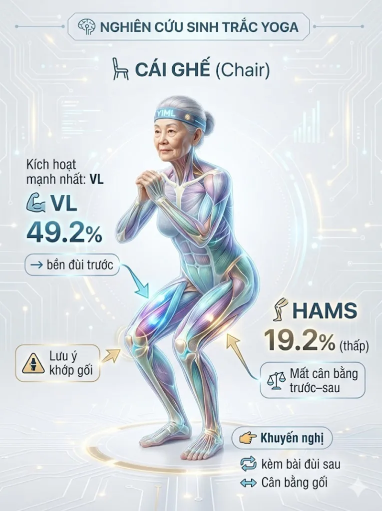 Tư thế kích hoạt cơ tứ đầu mạnh nhất là tư thế cái ghế