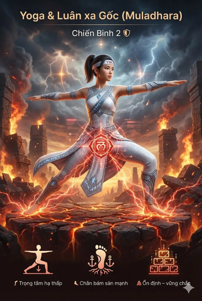 Mối liên hệ của Tư thế Chiến Binh 2 (Virabhadrasana II) với luân xa gốc