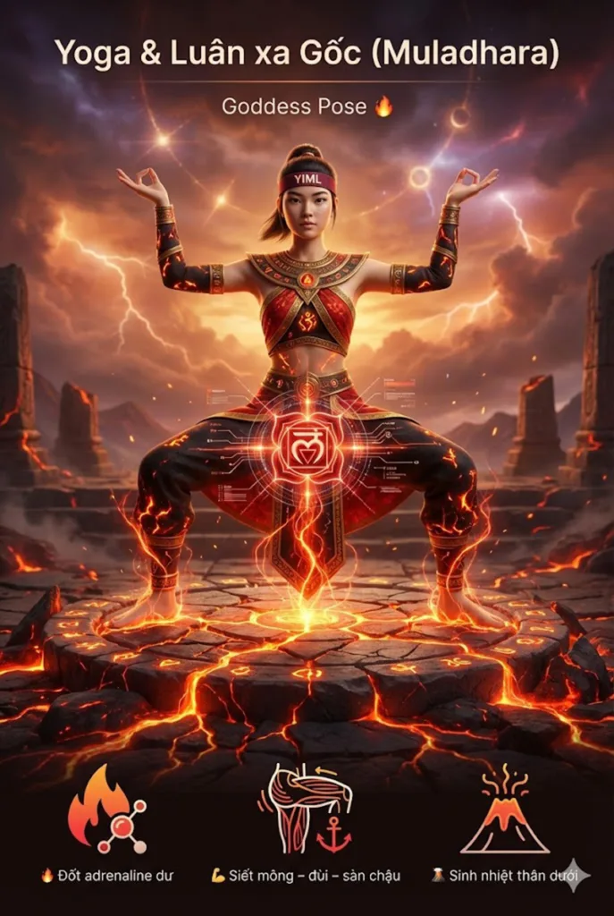 Mối liên hệ của Tư thế Nữ Thần (Utkata Konasana - Goddess Pose) với luân xa gốc